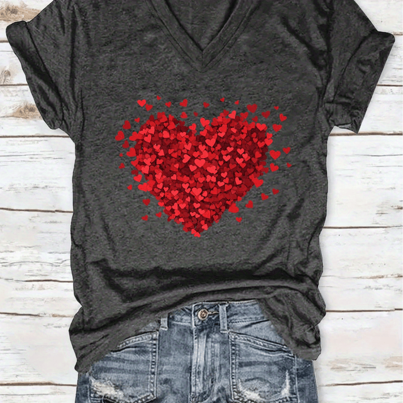 

Women V-neck T-shirt - Fashionable Casual Print T-shirt, Polyester Knit Fabric - Lightweight & Breathable For All
