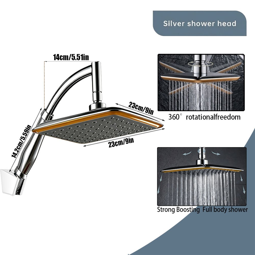 TEMU Yxmx 9-inch Bathroom Shower Head - Chrome-plated -saving Handheld Shower With Extension Arm - Designed For Bathroom Showers,for Shower Use Only