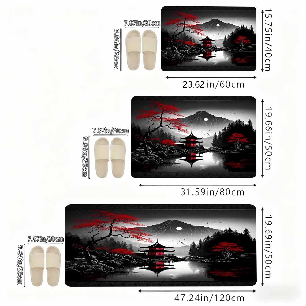 TEMU 1 tapis japonais paysager en érable rouge. Ce tapis est confortable et facile à nettoyer, idéal pour , salons, à manger, cuisines, de bain,