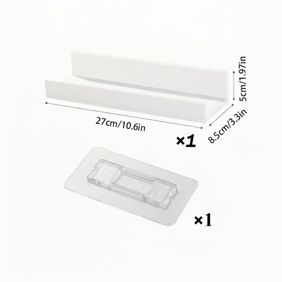 TEMU 2pcs Set Of Wall-mounted Floating Shelf Set (including 1pc Shelf And 1pc Hook) | And Damage-free Wall-mounted Storage Rack | Long Strip Design |