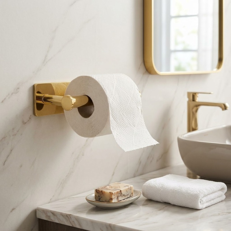 TEMU No-drill Self-adhesive Wall-mounted Strong Load-bearing Trace-free No-nail Multifunctional Plastic Curtain Hook Toilet Paper Holder, Modern Easy