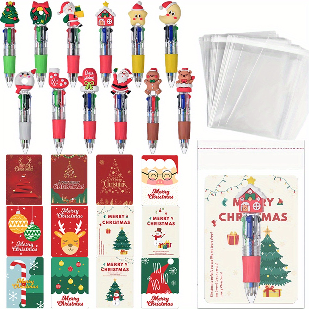 18pcs christmas gift set - 6pcs   multicolor pens (0.7mm retractable), 6 christmas cards, 6 gift bags - cute cartoon school supplies,   favors, christmas gifts, festive stationery, seasonal accessories,  , retractable pen, durable material, lightweight pens, writing essentials, stationery bundle, office accessories, students gifts, toy related gifts, colorful pens, high-quality pens, jdc joyasd kitchen  , students on camping Product details 1