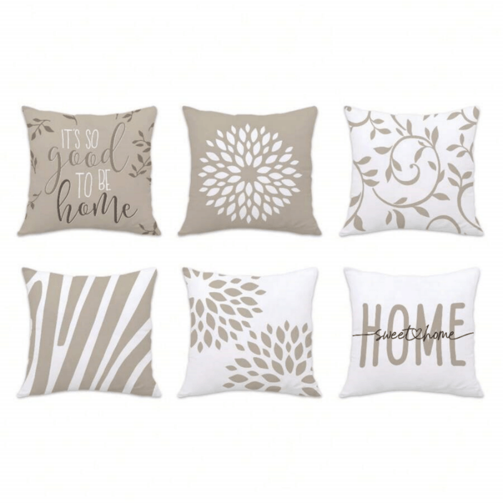 TEMU Juego de 6 fundas de almohada 2D con estampado floral en marrón , disponibles en varios tamaños. impresión a una cara, no rellenos de almohada.