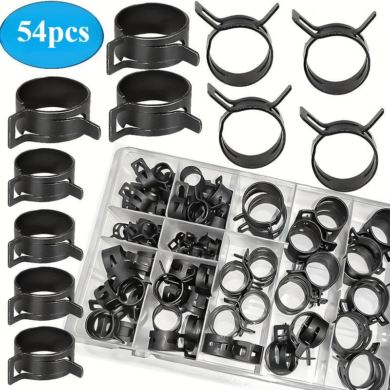 E-shop 54-tlg. strapazierfähige schwarze , verstellbare Schneckenrad-Kraftstoffleitungsschelle für Wasserrohre & Kühlmittelschläuche, rostfreie