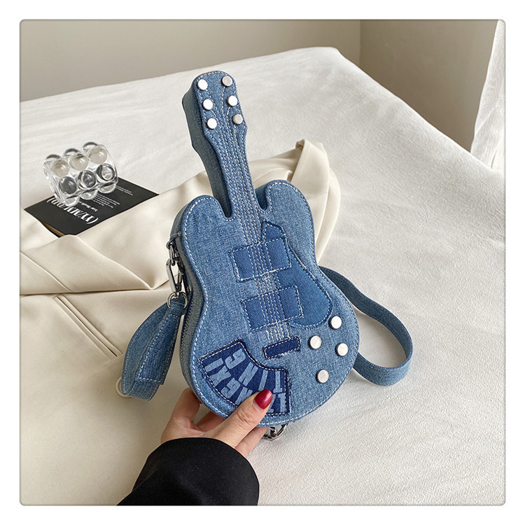 1pc womens punk rock guitar shaped crossbody bag suitable for music lovers detachable strap zipper closure rock tote for concerts casual outfits hand washable Product details 7
