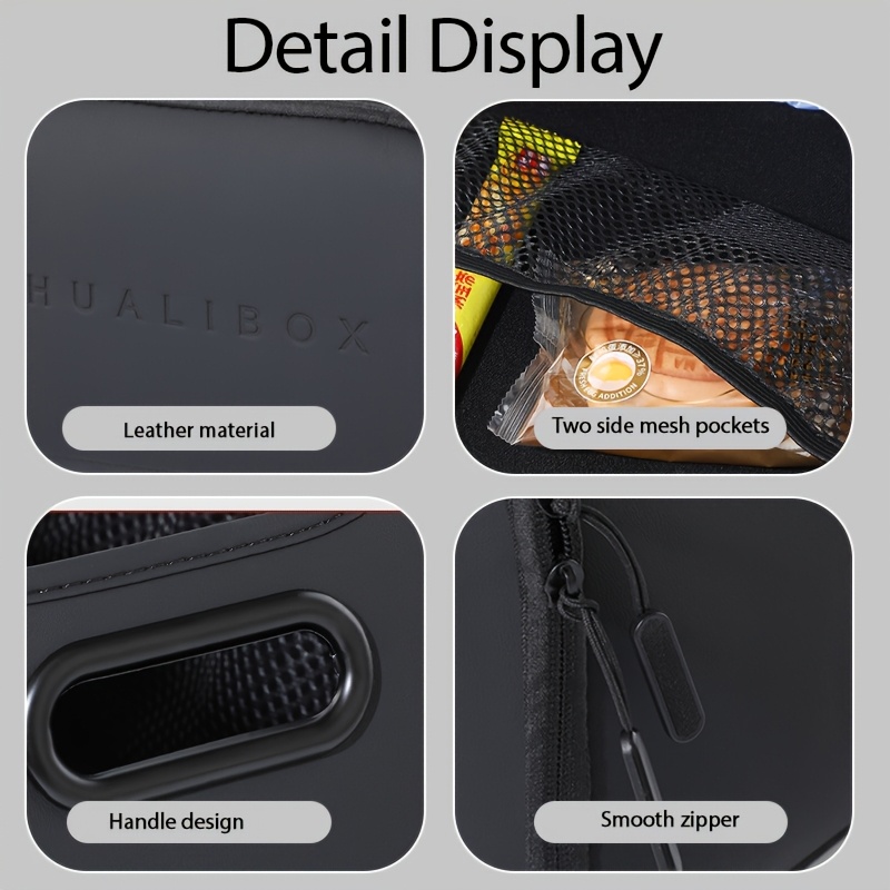 Light Luxury Leather Car Storage Box, Multi-Function Vehicle Organizer for Passenger Seat And Trunk, Large Opening High-Capacity Waterproof Anti-Slip Car Interior Storage Essential