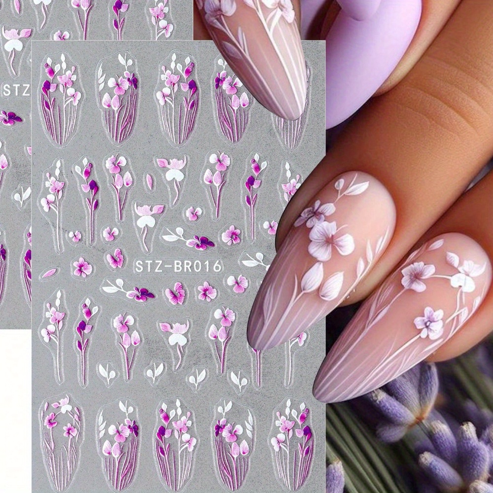 

1pc Autocollants ongles à fleurs 3D Relief Élégant à pétales Élégant Adhésif Décoration Decals