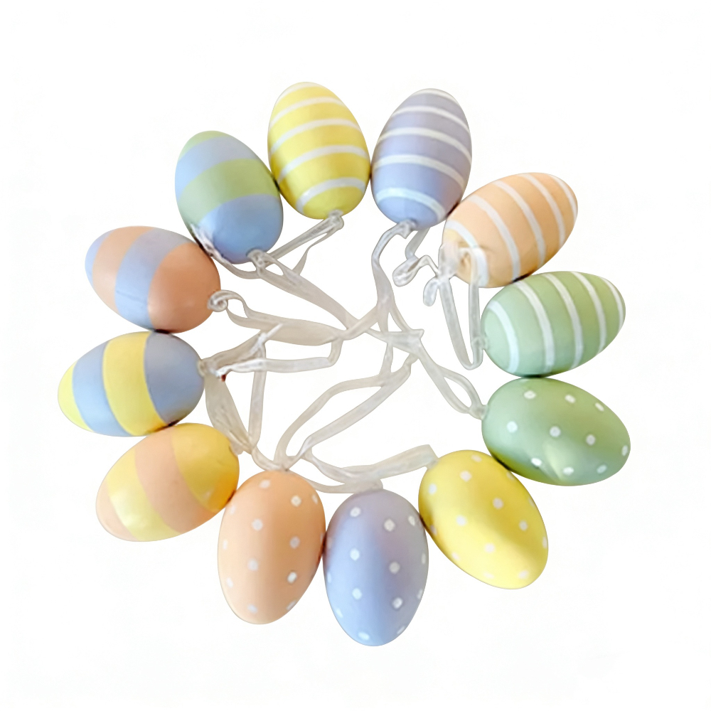 12pcs Of 6cm Plastic Easter Eggs For Hanging Decoration, Tree Ornaments Suitable For Easter Decor, Perfect For Spring Holiday Parties