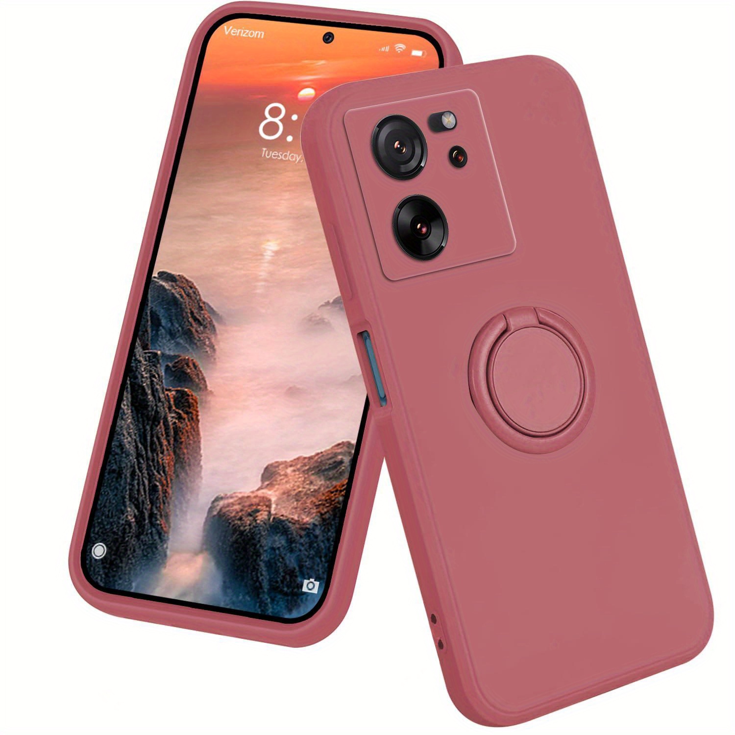 TEMU 1 Coque pour Xiaomi 13T/13T Pro, 8 Couleurs Coque TPU avec Anneau Support Rotatif 360° et Support Magnétique pour Voiture, Housse de