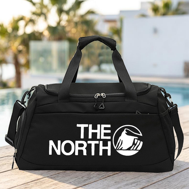 TEMU 1pc The North Printed Men's Tote Bag, Lightweight Yoga Fitness Bag, Fashionable Weekend Overnight Bag, Independent Shoe Compartment, Adjustable