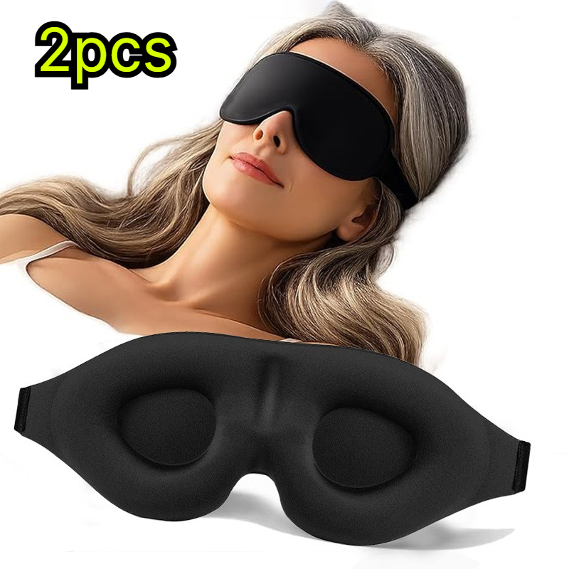 TEMU 2pcs Unisex 3d Contoured Sleep Eye Masks, Comfortable And 100% Light-blocking, Fit Area Perfectly. Suitable For Sleeping, Traveling, Napping,