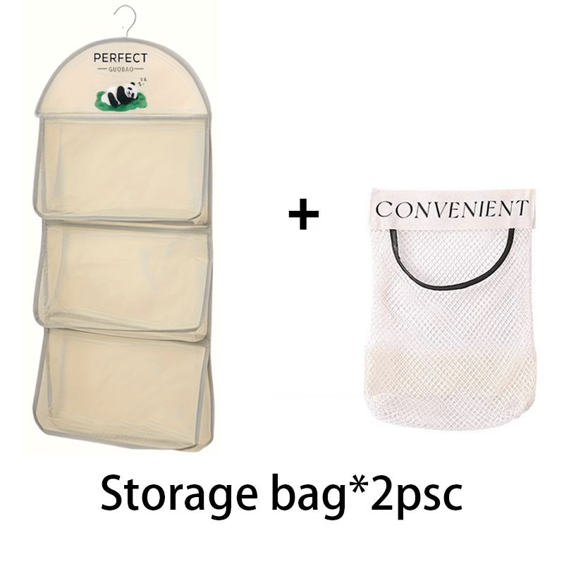 TEMU Three-tier Hanging Storage Bag For Underwear, Socks, And Bras   Mesh Laundry Bag - Suitable For Dormitory And Home Wall-mounted Storage,