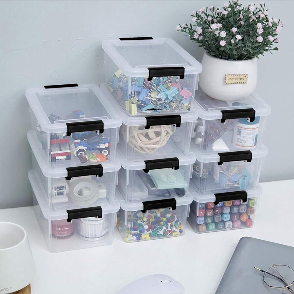 10 Pack Solid Color Desktop Storage Boxes With Lids, 17.5x13x8 Inch Plastic For Stationery