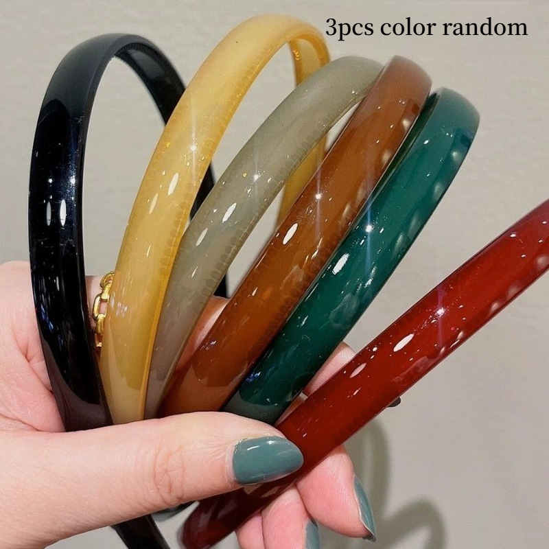 TEMU Lot de 3 bandeaux à dents en gelée de couleur aléatoire, serre-têtes nœud pour se laver , accessoires de cheveux unisexes simples pour