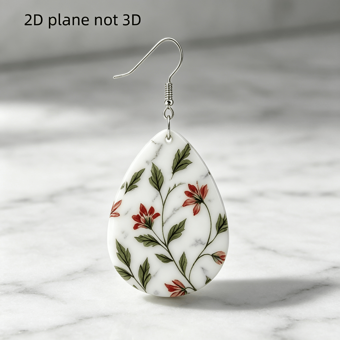 Vintage Floral Teardrop Dangle Earrings, Lightweight Acrylic