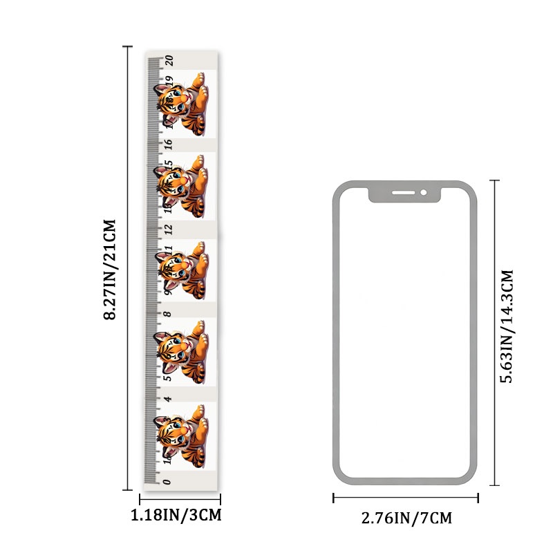20cm Plastic Ruler with Cute Cartoon Baby Tiger Pattern