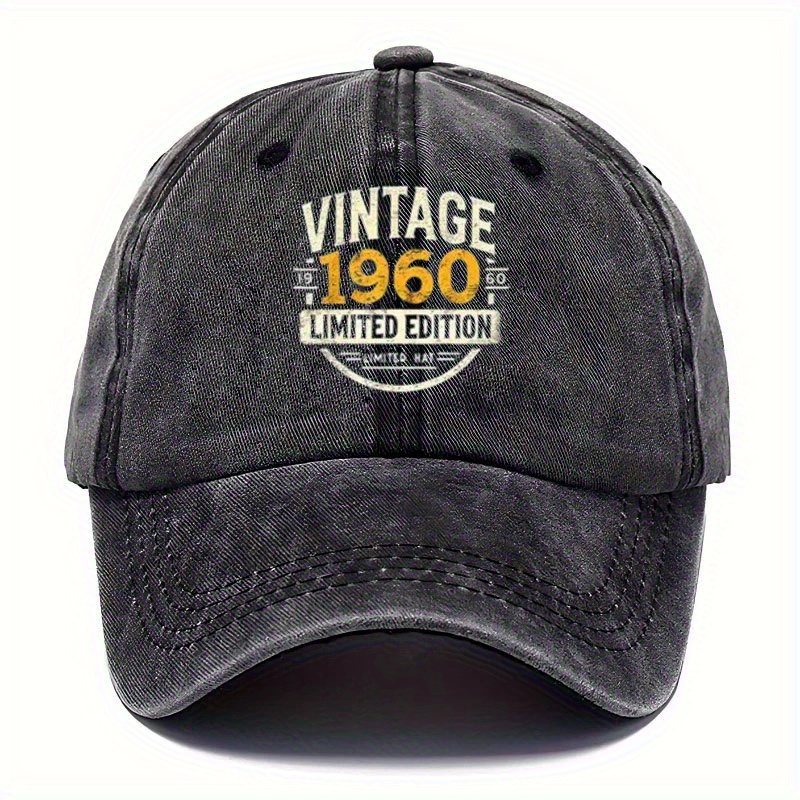TEMU Vintage Adjustable Baseball Cap, Edition Print From 1960, Unisex, Perfect For Outdoor Sports And Casual Wear