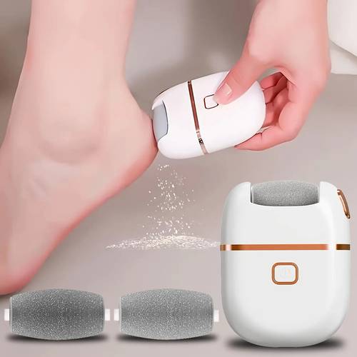 electric scrubber usb powered electric exfoliator with 3 replacement heads and 2 speed settings wireless care tool for dry cracked heels and rough skin portable care built in lithium battery suitable for home