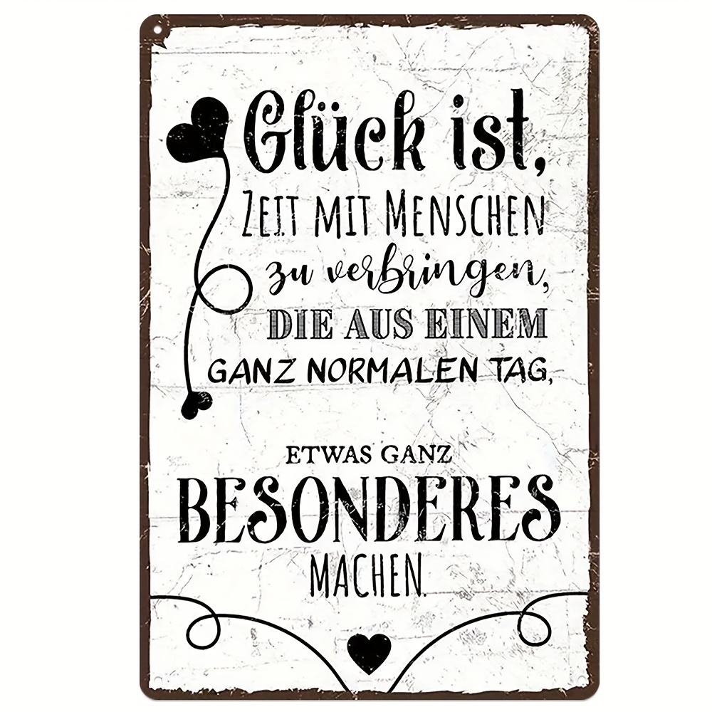 Image of [2d Flat] 1pc Retro Metal Aluminum Sign, German Text Wall Art Decor, Motivational Iron Painting, Vintage Logo Garage Wall Decor, Living Room Wall Decor Plaque, 8*12inch(20*30cm)