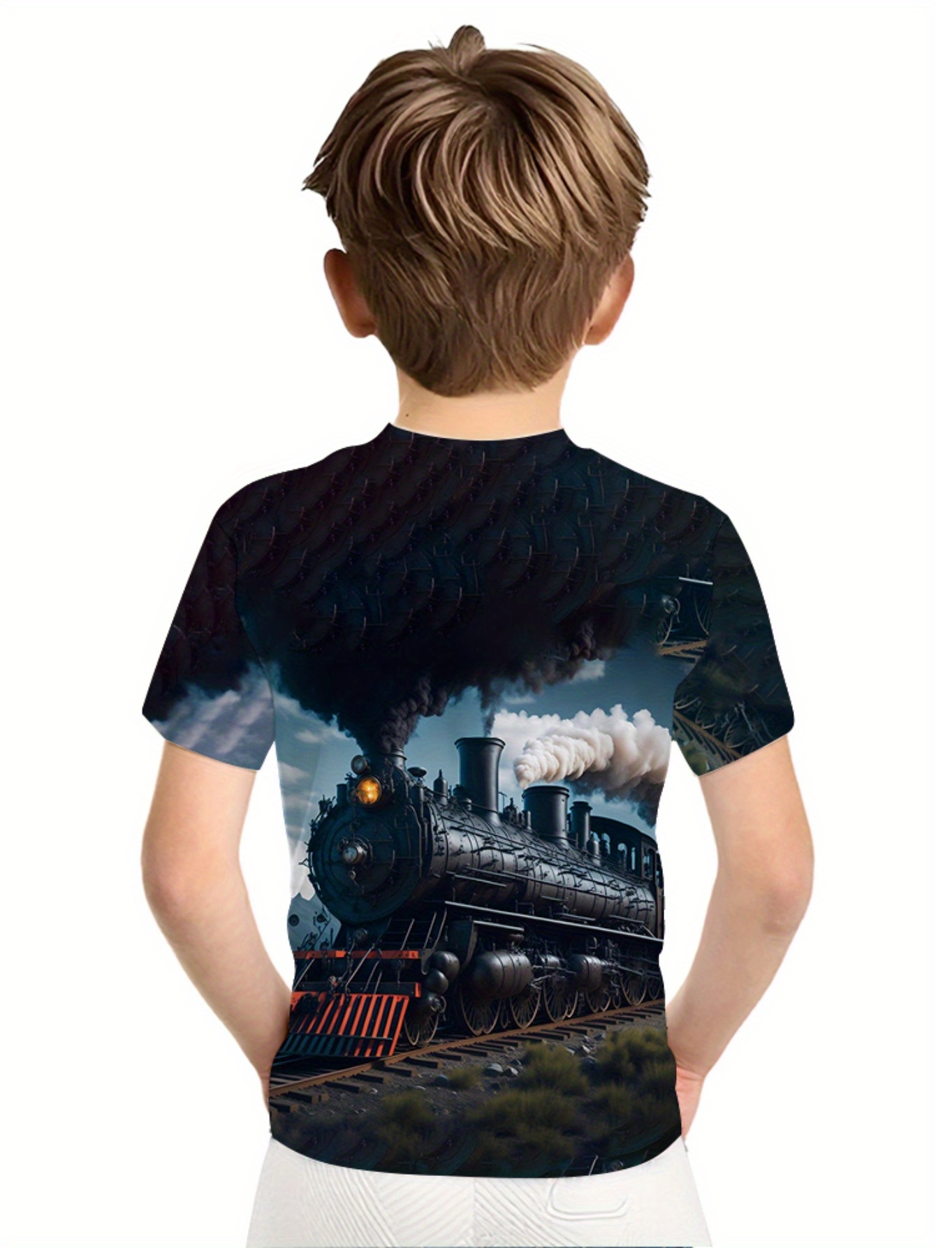 boys' steam train graphic t shirt tee Temu Ireland