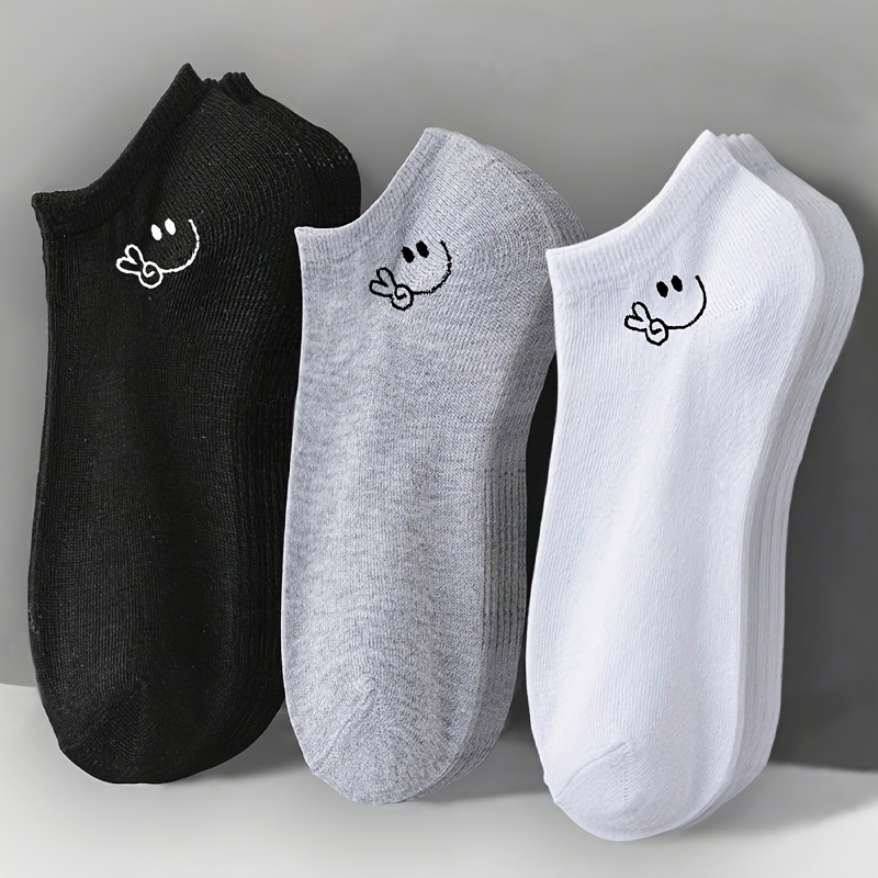 6 pairs of easy   comfortable and breathable womens and mens boat socks classic solid colors in black white and gray casual and breathable personalized short socks suitable for everyday wear in  