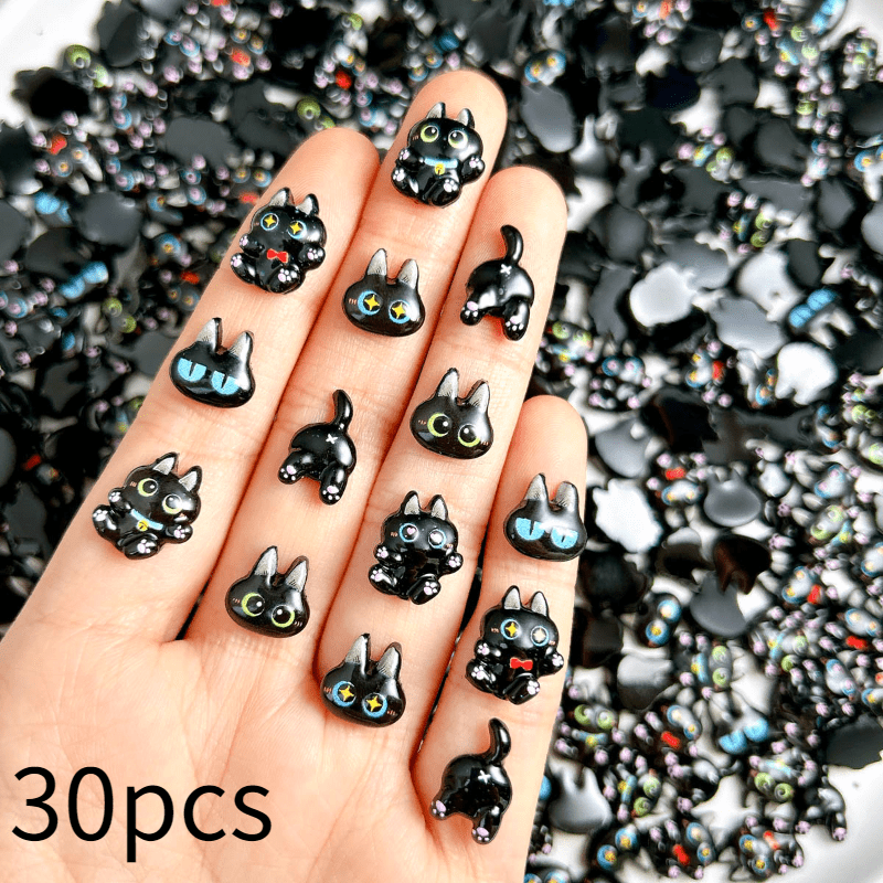 30pcs -the- Cat Nail Charms - Resin Diy Handmade Accessories Suitable For Nail Art, Keychains, Hair Clips - Cute Kitten Manicure/pedicure Decorations
