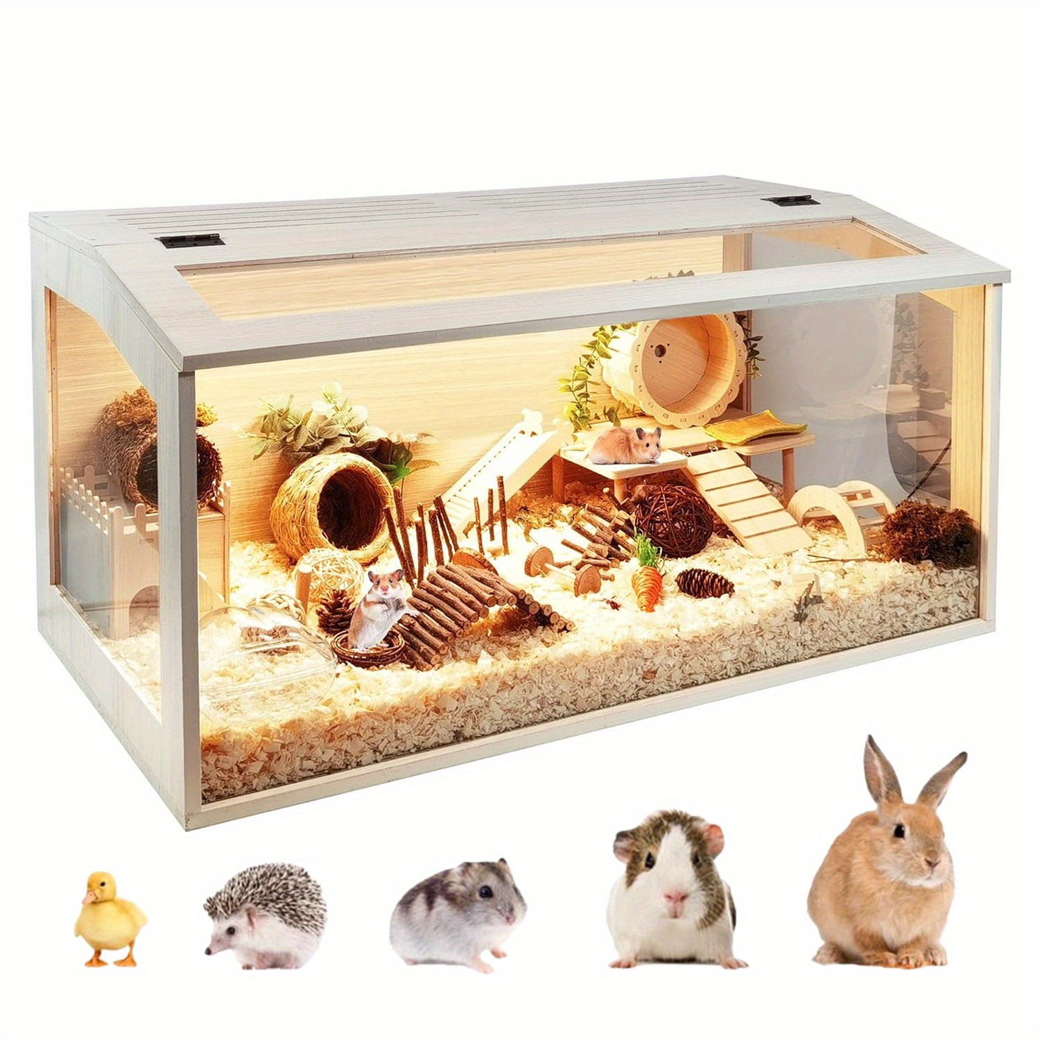 midsize hamster cage wooden acrylic small animal habitat Temu