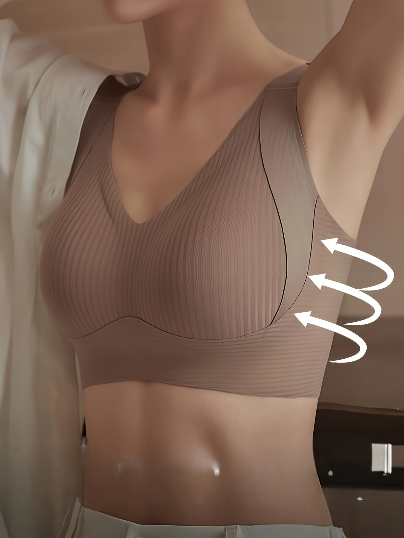 comfortable bra 4pcs comfortable seamless womens bra elegant blend of nylon and spandex wide shoulder straps soft support no underwire   in beige white black casual bras Product details 7