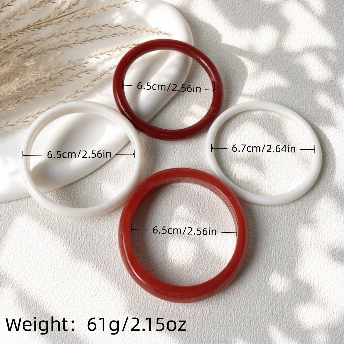 4pcs Minimalist Geometric Resin Bracelet Set, Daily Wear