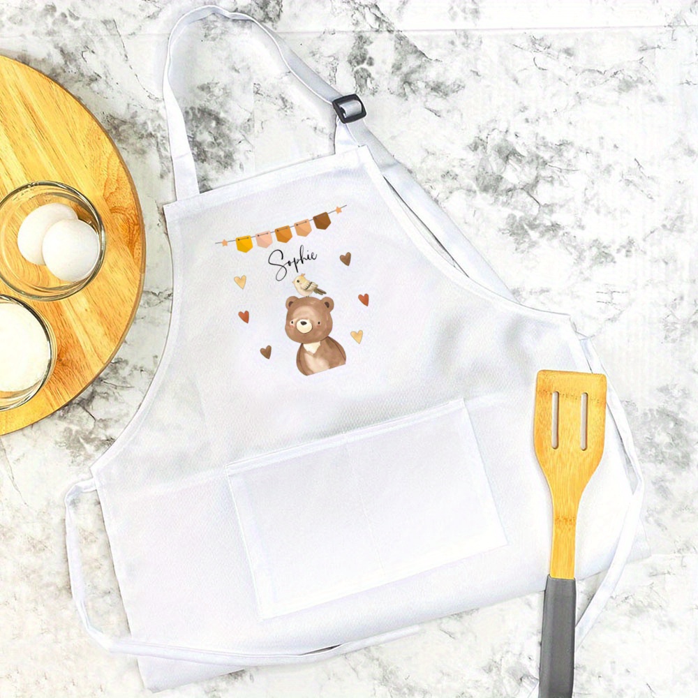 TEMU 1pc Adorable Animal Print Apron - Polyester, Lightweight & Breathable, Ideal For Cooking, Baking, Gardening - Perfect Gift For Kitchen Lovers,
