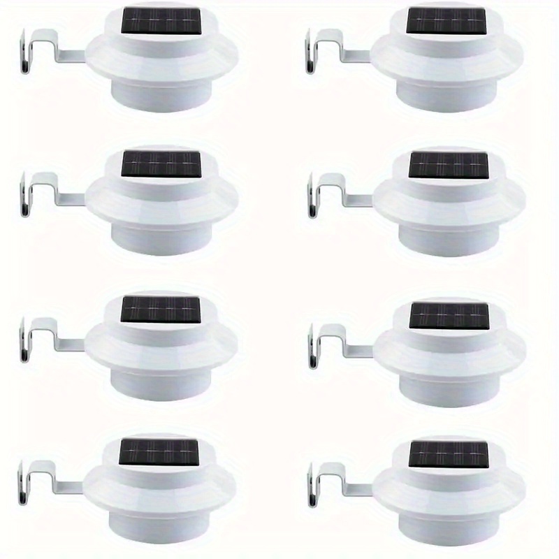 TEMU [solar Powered Gutter Lights] 8-pack Solar Powered Warm White Led Gutter Lights - Outdoor Fence Lamp For Lighting - Railing Outside Garden Path