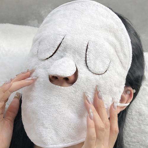 hot and cold compress face towel soft facial wrap for cleansing eye and jawline hole 3 hole design and travel skincare accessory