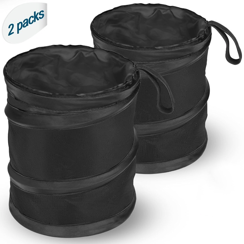 TEMU Car Trash Can, 2 Packs Mini Collapsible Pop-up Compact | 1 Gallon Each, Leakproof High Quality, Hanging & Hook And Loop For Vehicle Suv Truck,