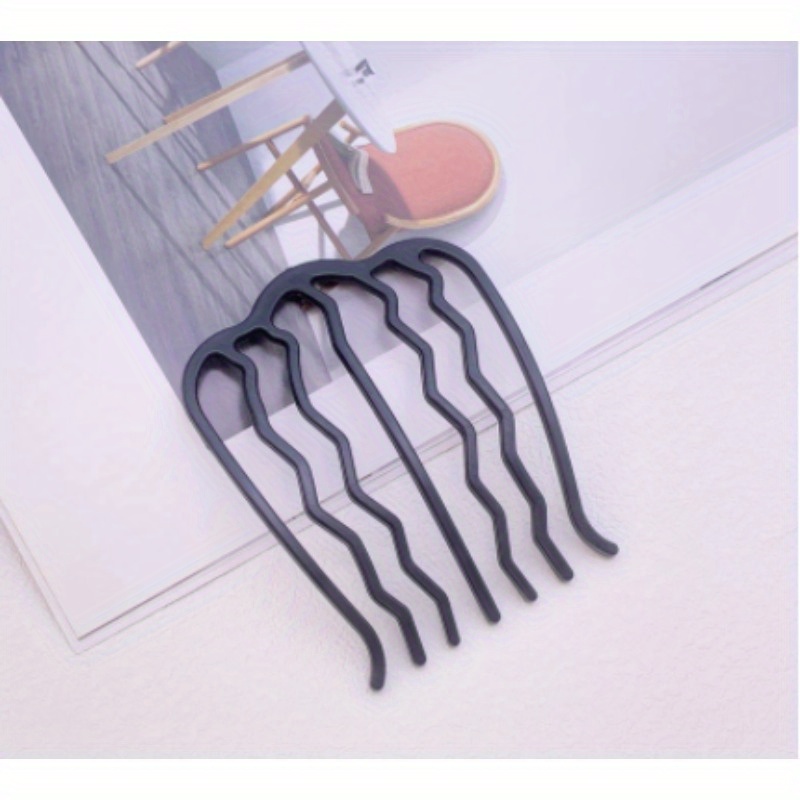 24  hair fork clip hair side combs buns pins u shape updo sticks twist hair combs decorative for women hair styling tool accessories black Product details 2