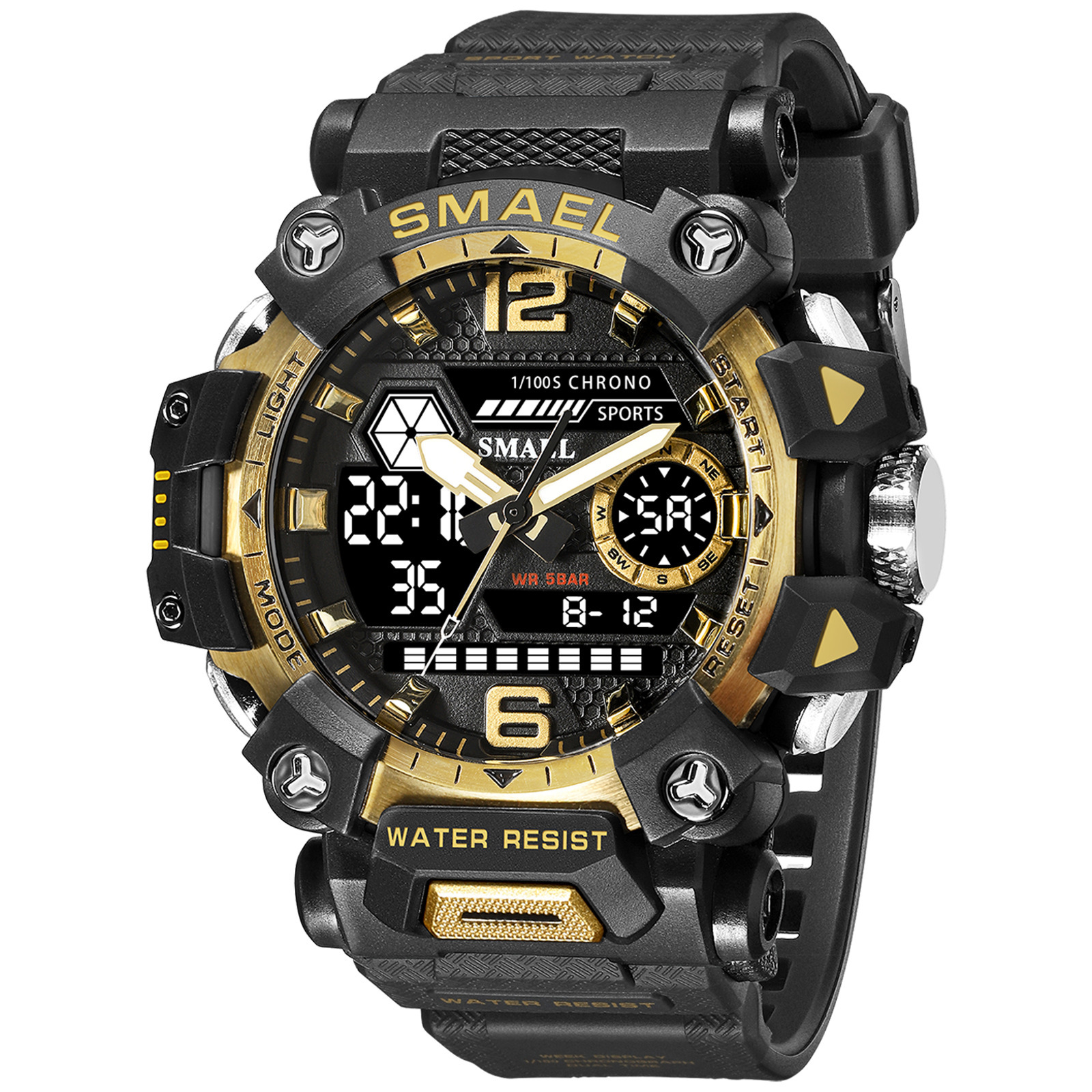 TEMU Smael's Tactical Men's Sports Watch Features A , Is Waterproof, Includes A Night Light, Alarm, Calendar, 24-hour Indicator, And Displays The Week And Month, Making It Ideal For