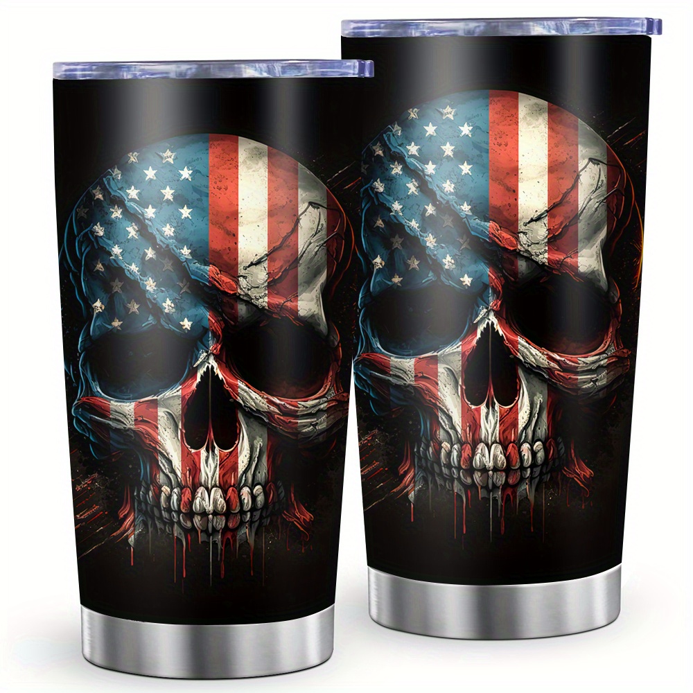 

1pc 20oz Steel Insulated - Patriotic Mug, Reusable - Lid And , Cup For & Use, For Decoration Or