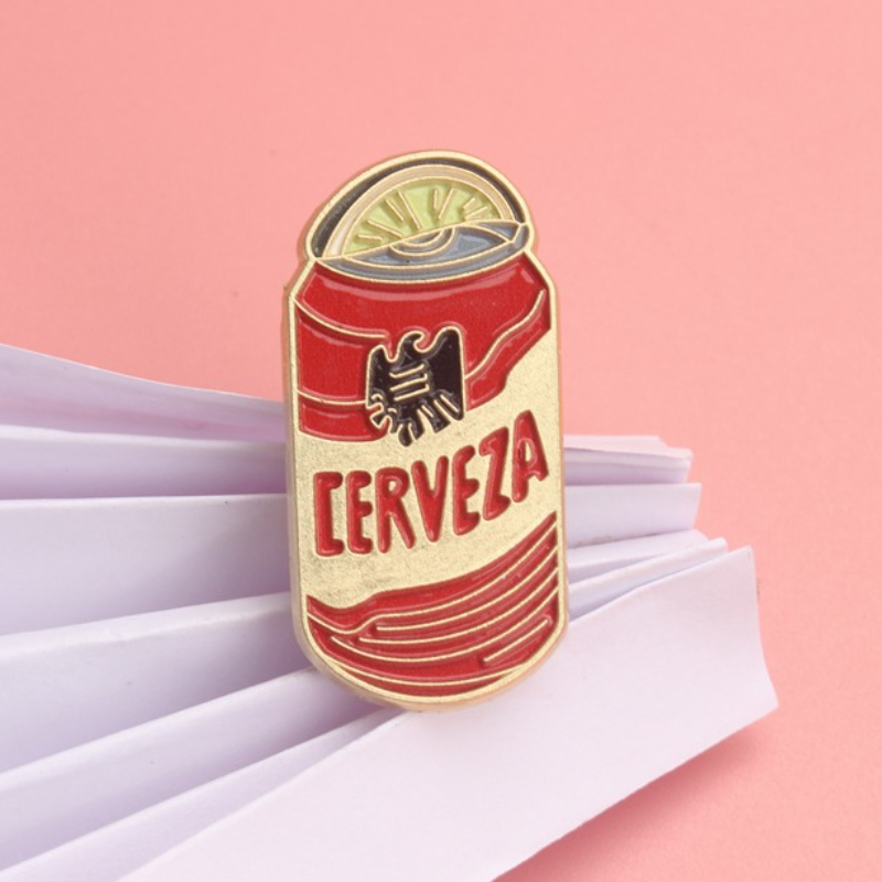 TEMU Vintage Grappige "Cerveza" Bierblikje Emaille Badge - Retro Mexicaanse Bierbadge voor Feestliefhebbers