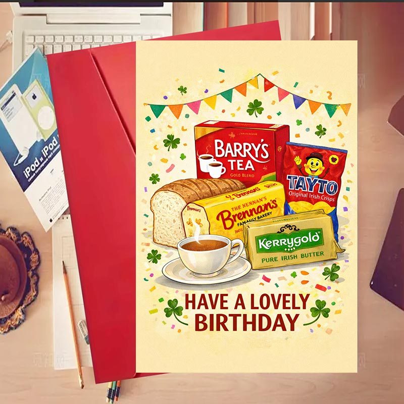 TEMU 1 Greeting Card + 1 Envelope 1pc Greeting Card For Tea And Ideal For Celebrating Birthdays With Irish - Inspired Treats Like S Tea Tayto Chips