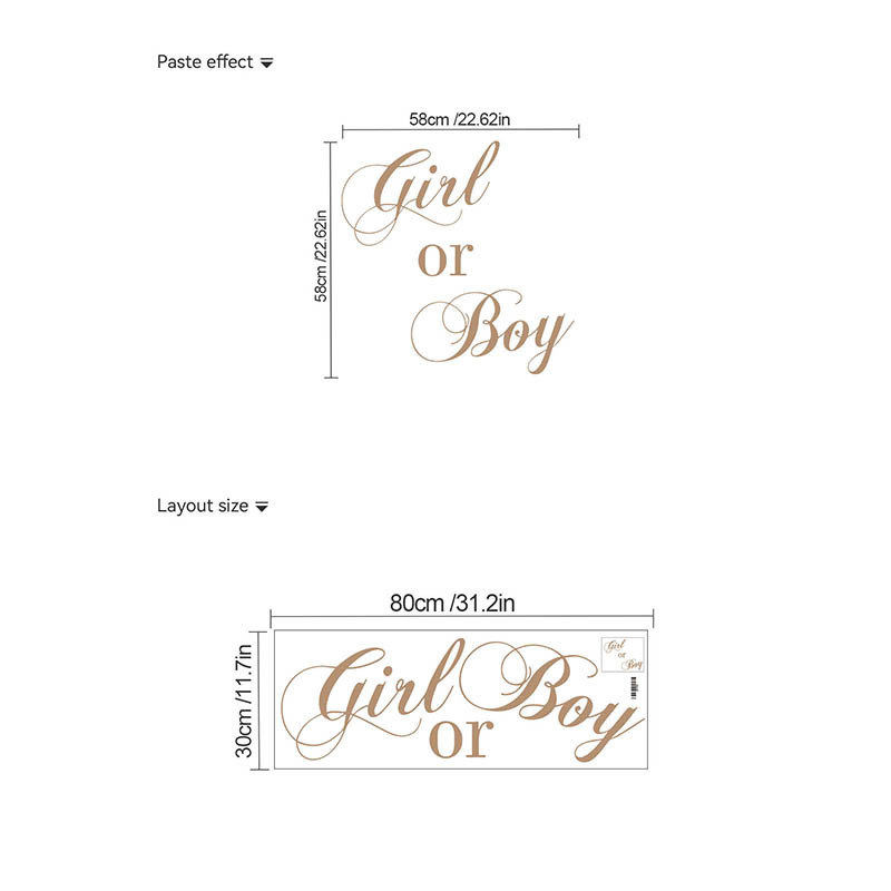Image of 1pc Gender Reveal Decorative Sticker Balloon Arch Party Decoration Sticker Mural Letter Printed Sticker Self-adhesive Pvc Removable Sticker Mural Wall Sticker
