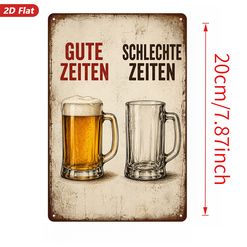 TEMU 2d Flat, 2d Flat Wall Art Sign, German Beer Mug Decoration, Vintage Style, With 