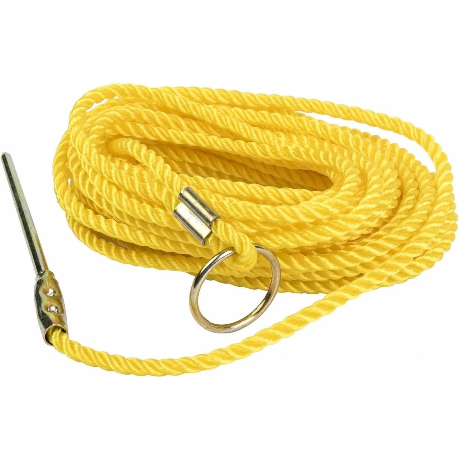 

1pc Heavy Duty 25ft Yellow Twisted Polyester Fishing Line With Pc Sheave And Metal Anchor - Stringer For Fishing