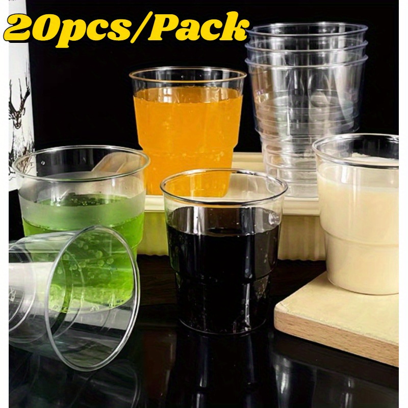 TEMU 20pcs/ Pack Clear Plastic Cups 200ml, Disposable Cups Reusable Plastic Tumblers, Heavy-duty Clear Hard Plastic Cups Tumblers For Party,