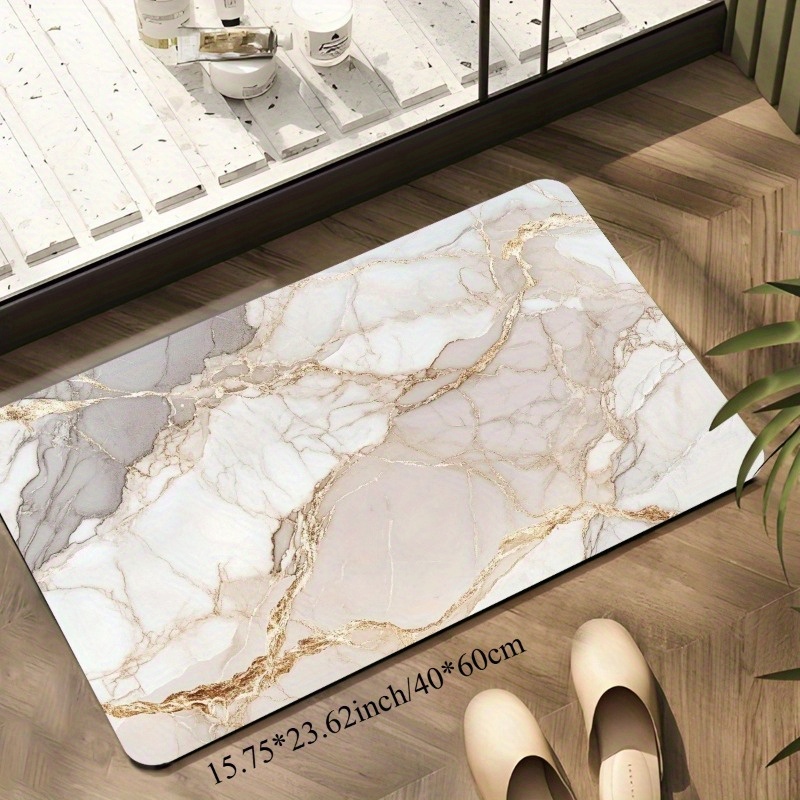 TEMU Brown Marble Pattern Bath Mat - Suitable For Bathroom, Kitchen, Living Room - Essential Personal Care Accessory