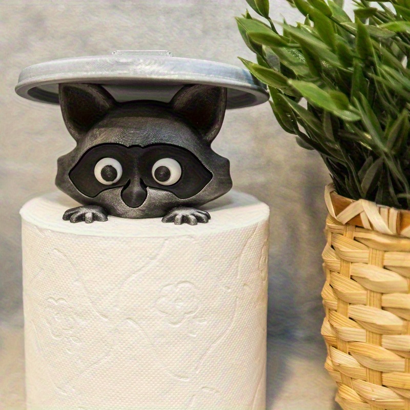 cute 3d printed raccoon paper towel holder adorable graffiti