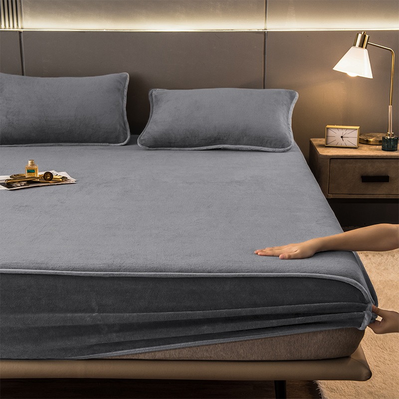 Plush Fitted Sheet King Size, Soft Warm Cozy Bed Sheet, Deep Pocket Mattress Cover With , Machine Washable Winter Bedding, Halloween Christmas Gift