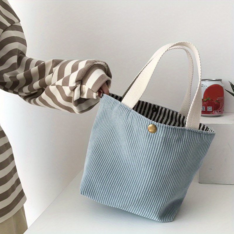 Small Handbag For Food Storage, Made Of Corduroy And Canvas, Perfect For Picnics. (non-food Contact)
