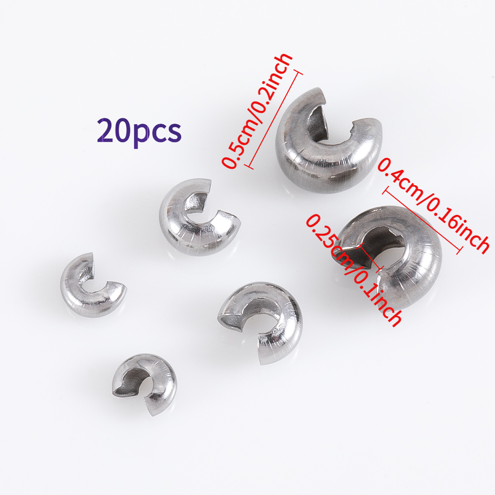 TEMU 20pz Coperture a Cricchetto a in Acciaio Inossidabile da 3/4/5 mm, Perline Terminali in Acciaio al Titanio, Chiusure a Cricchetto per Cordoncini