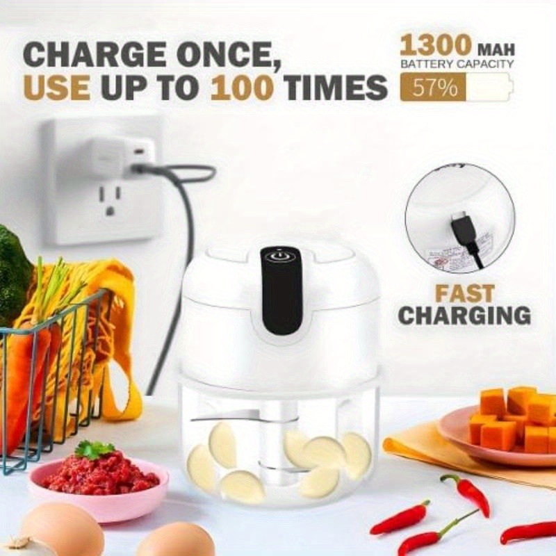 usb rechargeable portable food processor with stainless steel blades & bpa-free bowl - cordless garlic chopper, onion mincer, nut & herb grinder with ergonomic lid & clear container for kitchen, camping, picnic - lightweight  ,   operation, easy clean, usb-powered (battery not included), kitchen gadget, camping appliance, food processor electric, vegetable chopper, food chopper Product details 3