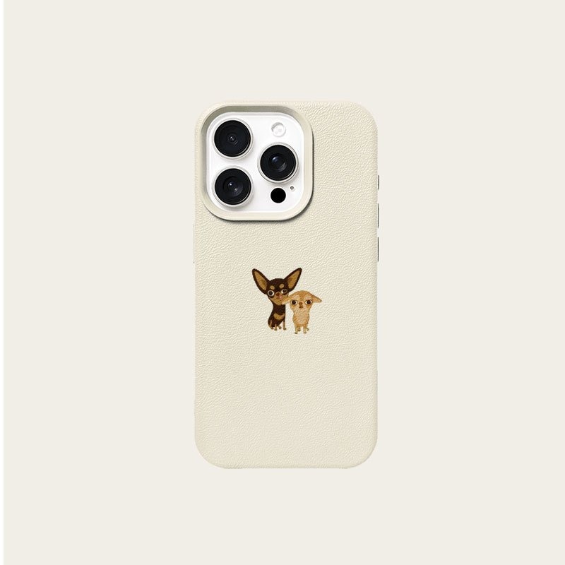 TEMU Phone Case: Chihuahua Pattern Lychee Texture Phone Case Compatible With Iphone 17 16 15 14 13 12 Pro , Instagram Style Protective Cover,