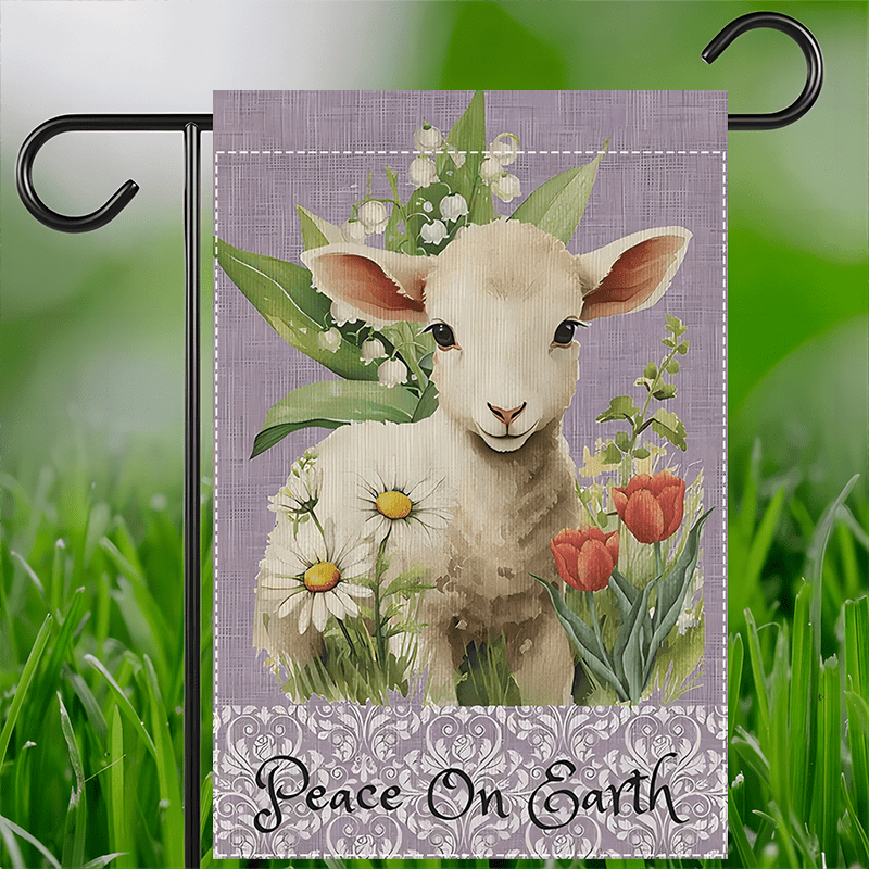 

Lamb Garden Flag - Polyester, Double-sided, Waterproof Burlap, Outdoor Decor, 12x18 Inch, No Pole Included